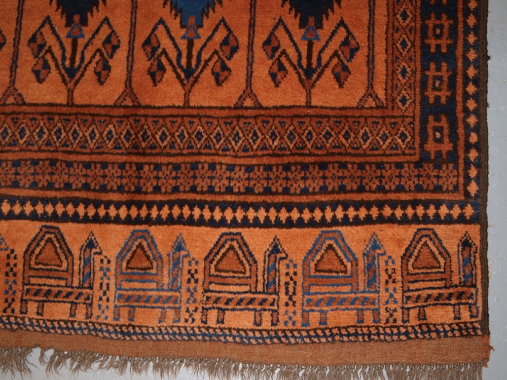 OLD AFGHAN VILLAGE RUG OF SCARCE CAMEL AND POPPY DESIGN, SUPERB RUG, CIRCA 1920. View XI