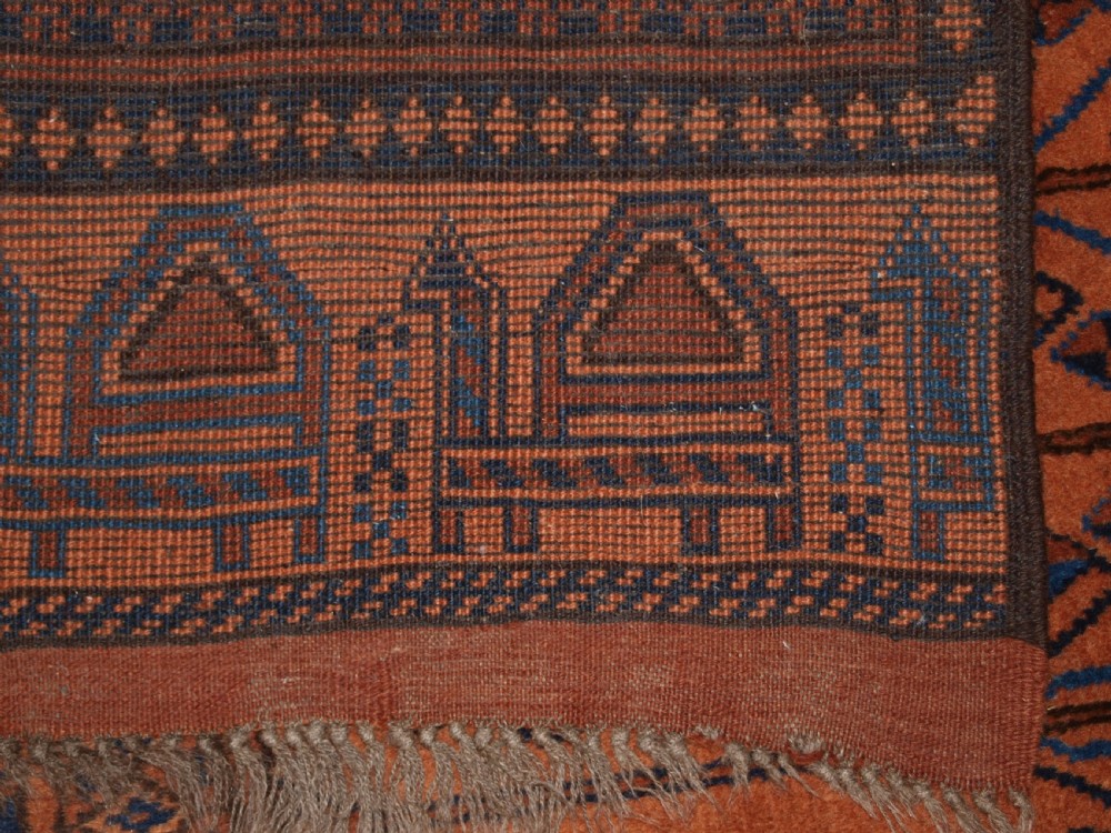 OLD AFGHAN VILLAGE RUG OF SCARCE CAMEL AND POPPY DESIGN, SUPERB RUG, CIRCA 1920. View XII