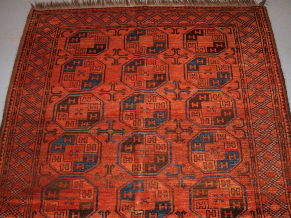 ANTIQUE AFGHAN ERSARI TURKMEN RUG, NORTHERN AFGHANISTAN, SUPERB COLOUR, CIRCA 1900. View V