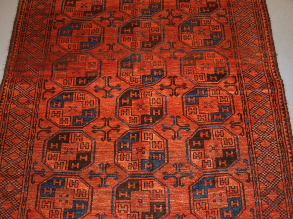 ANTIQUE AFGHAN ERSARI TURKMEN RUG, NORTHERN AFGHANISTAN, SUPERB COLOUR, CIRCA 1900. View VI
