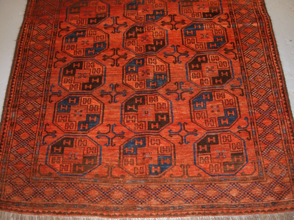ANTIQUE AFGHAN ERSARI TURKMEN RUG, NORTHERN AFGHANISTAN, SUPERB COLOUR, CIRCA 1900. View VII
