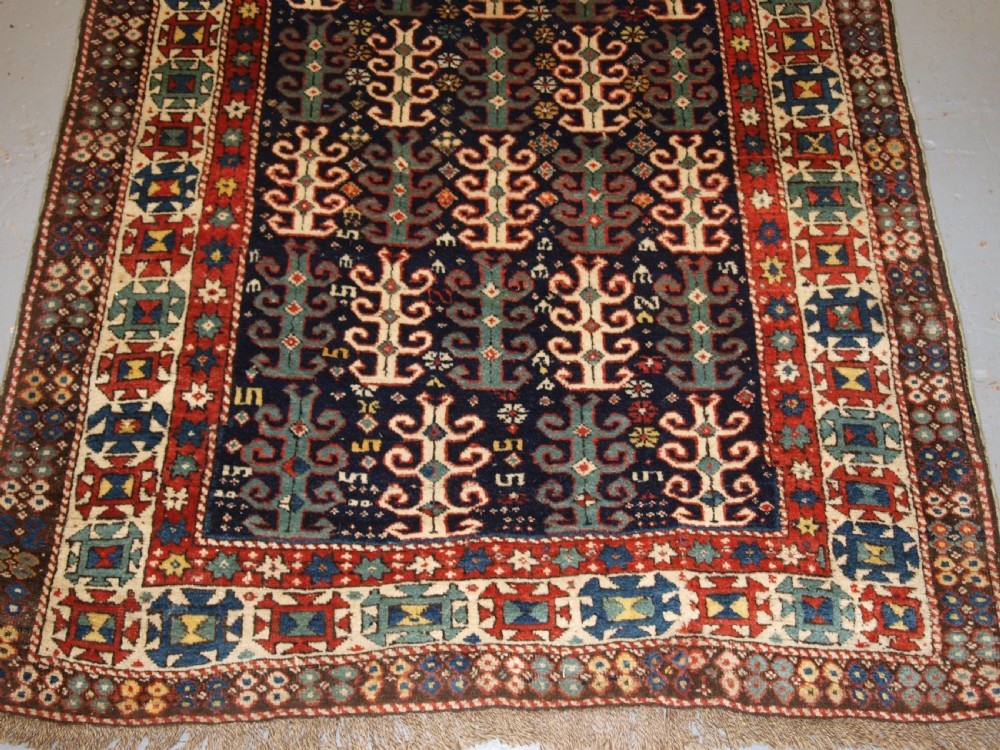 ANTIQUE CAUCASIAN LONG RUG WITH SCARCE DESIGN, PROBABLY GENDJE REGION, LATE 19TH CENTURY. View VII