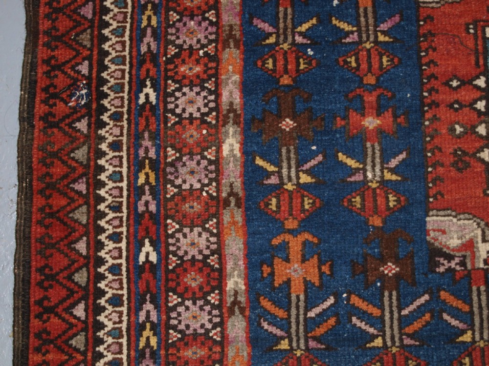 OLD KURDISH RUG, UNUSUAL DESIGN, LARGE INSCRIPTION WITH DATE, CIRCA 1900/20. View IV