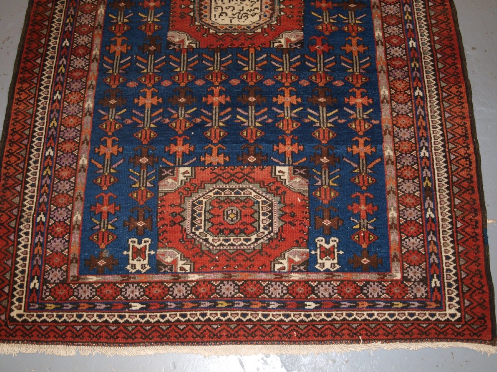 OLD KURDISH RUG, UNUSUAL DESIGN, LARGE INSCRIPTION WITH DATE, CIRCA 1900/20. View VII