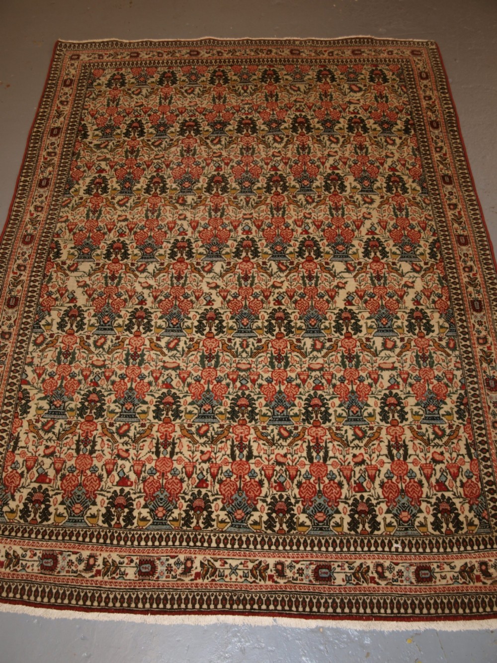 OLD PERSIAN QUM RUG, VERY SOFT COLOURS AND FINE WEAVE, CIRCA 1920. View III