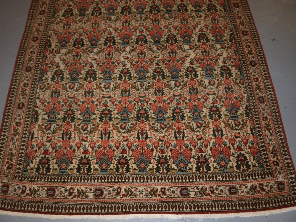 OLD PERSIAN QUM RUG, VERY SOFT COLOURS AND FINE WEAVE, CIRCA 1920. View VIII