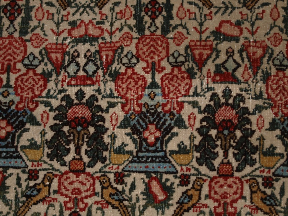 OLD PERSIAN QUM RUG, VERY SOFT COLOURS AND FINE WEAVE, CIRCA 1920. View XI