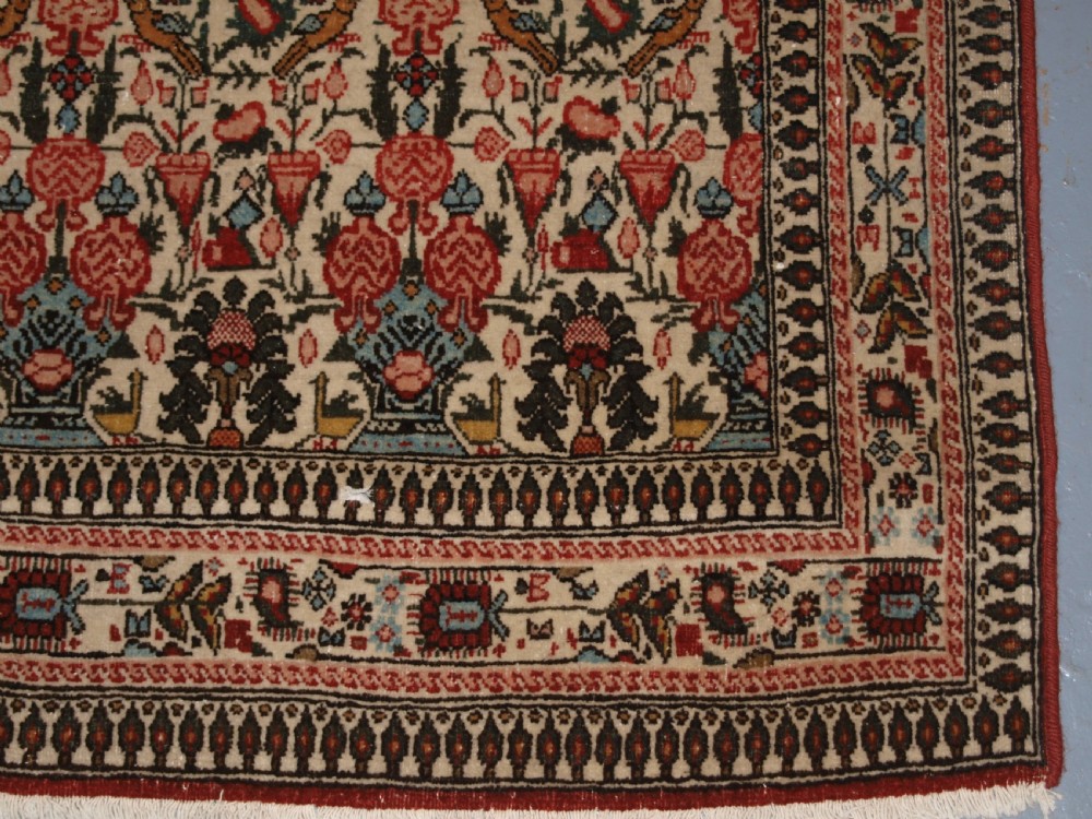 OLD PERSIAN QUM RUG, VERY SOFT COLOURS AND FINE WEAVE, CIRCA 1920. View XII