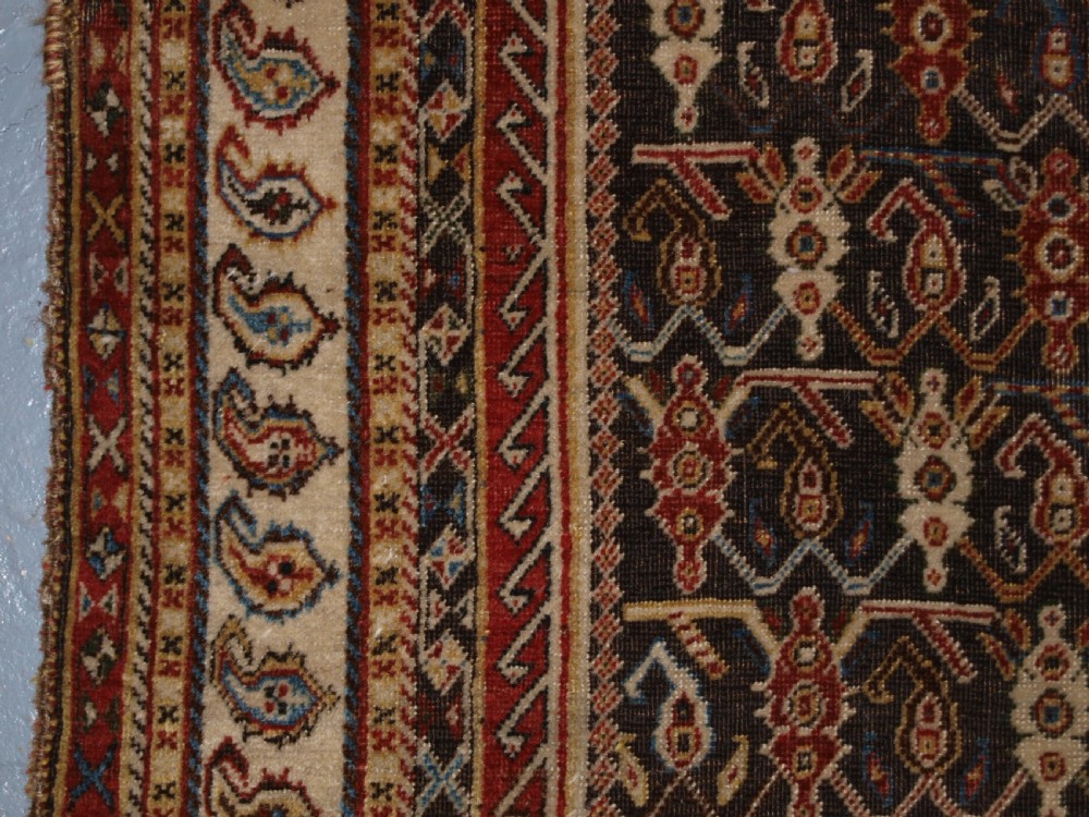 ANTIQUE SOUTH WEST PERSIAN TRIBAL QASHQAI RUG, TRIPLE MEDALLION, CIRCA 1880. View IV