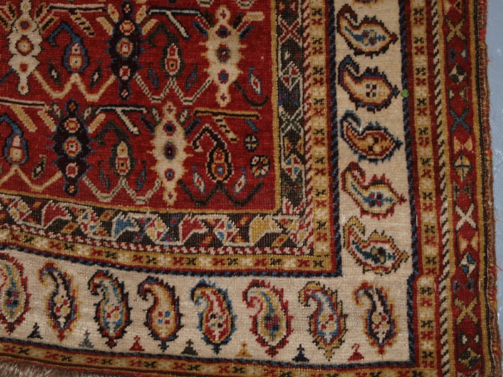 ANTIQUE SOUTH WEST PERSIAN TRIBAL QASHQAI RUG, TRIPLE MEDALLION, CIRCA 1880. View XII