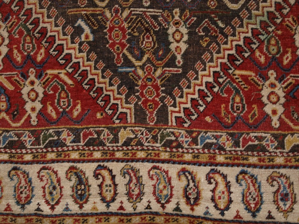 ANTIQUE SOUTH WEST PERSIAN TRIBAL QASHQAI RUG, TRIPLE MEDALLION, CIRCA 1880. View XIII