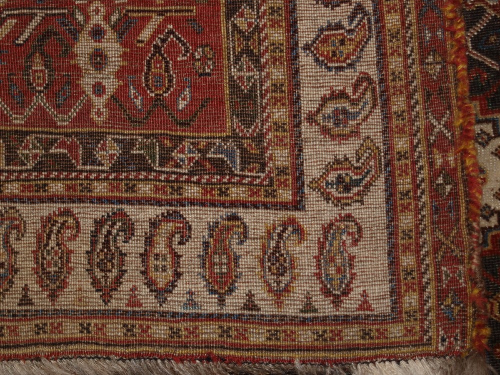 ANTIQUE SOUTH WEST PERSIAN TRIBAL QASHQAI RUG, TRIPLE MEDALLION, CIRCA 1880. View XIV