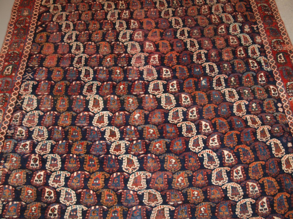 ANTIQUE PERSIAN RUG BY THE KHAMSEH TRIBE WITH ALL OVER BOTEH DESIGN, LATE 19TH CENTURY. View VI