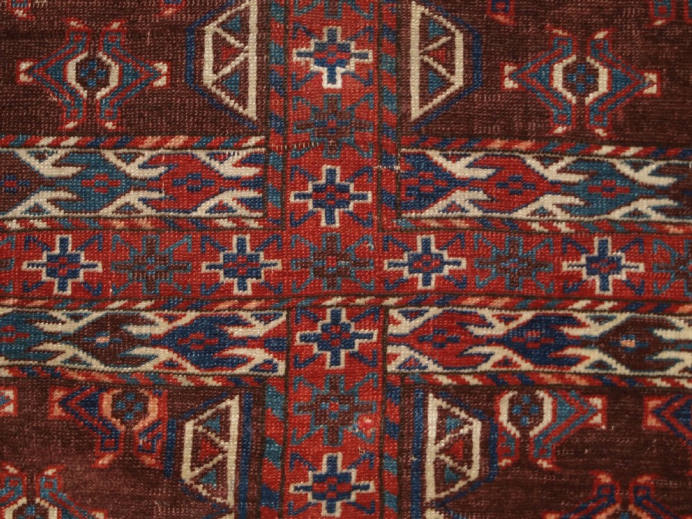 ANTIQUE YOMUT TURKMEN ENSI YURT DOOR HANGING, SUPERB COLOUR, 2ND HALF 19TH CENTURY. View IX