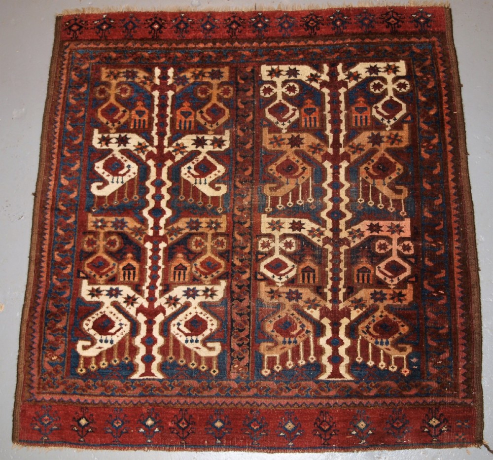 ANTIQUE BESHIR TURKMEN DOWRY RUG WITH IKAT DESIGN, WONDERFUL COLOUR, 2ND HALF 19TH CENTURY.