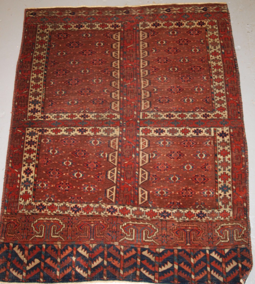 ANTIQUE YOMUT TURKMEN ENSI YURT DOOR HANGING, 2ND HALF 19TH CENTURY.