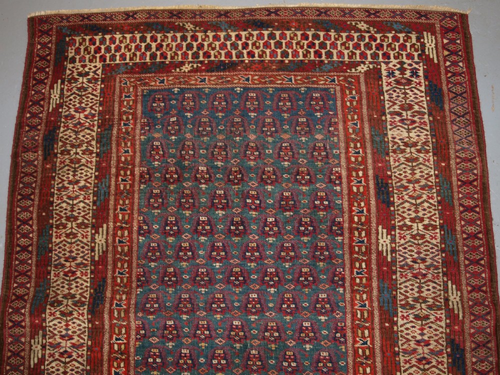 ANTIQUE YOMUT OR TEKKE TURKMEN BLUE GROUND DOWRY RUG OF RARE FORMAT, CIRCA 1900. View VI