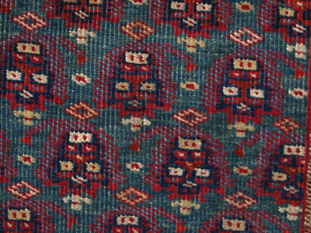 ANTIQUE YOMUT OR TEKKE TURKMEN BLUE GROUND DOWRY RUG OF RARE FORMAT, CIRCA 1900. View IX