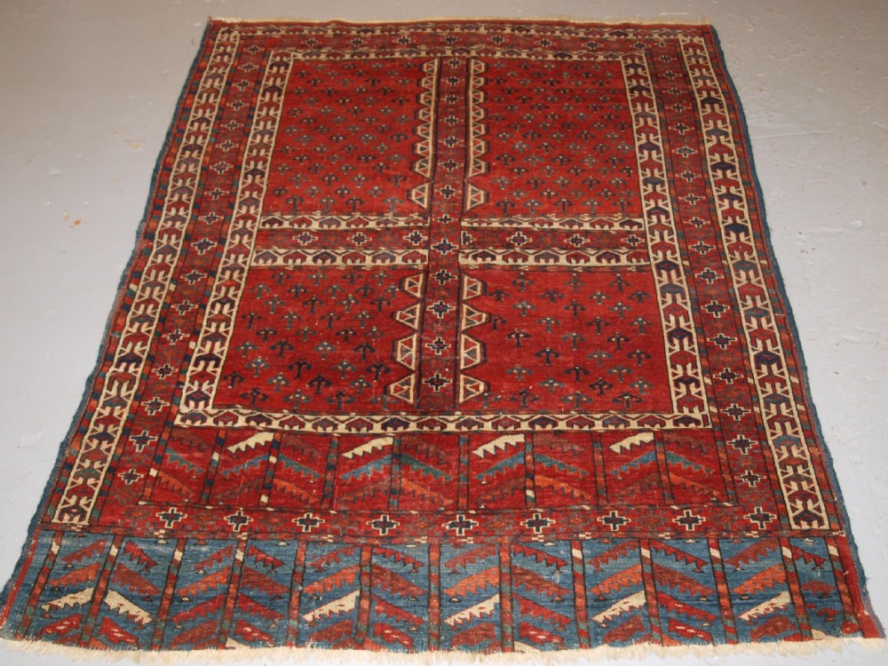 ANTIQUE YOMUT TURKMEN ENSI YURT DOOR HANGING, DOUBLE TREE ELEM, SUPERB, 2ND HALF 19TH CENTURY. View II
