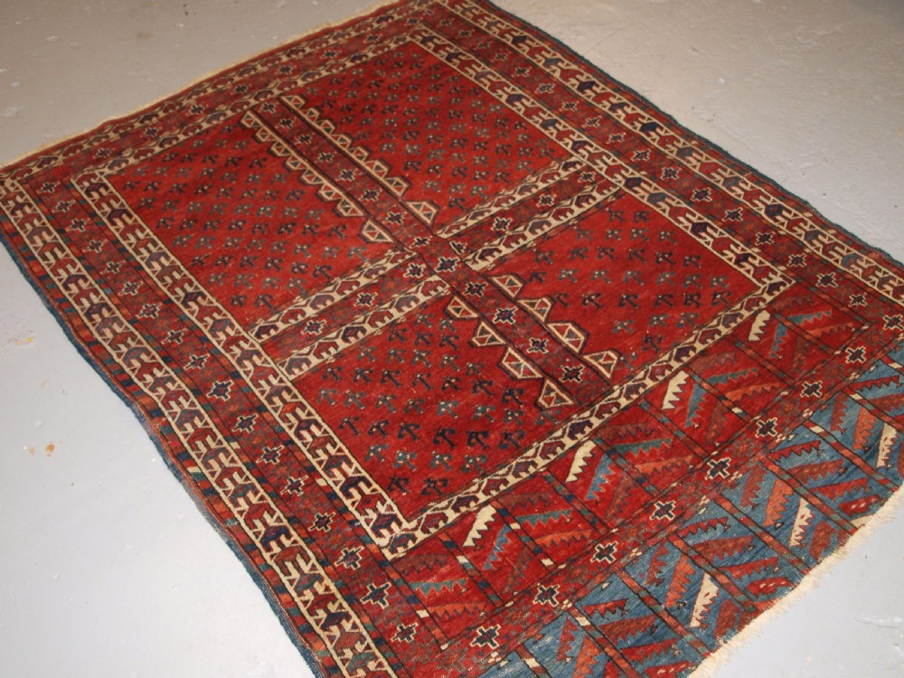 ANTIQUE YOMUT TURKMEN ENSI YURT DOOR HANGING, DOUBLE TREE ELEM, SUPERB, 2ND HALF 19TH CENTURY. View III