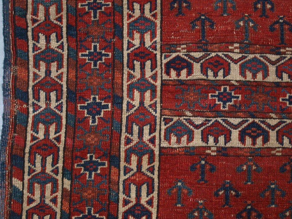 ANTIQUE YOMUT TURKMEN ENSI YURT DOOR HANGING, DOUBLE TREE ELEM, SUPERB, 2ND HALF 19TH CENTURY. View V