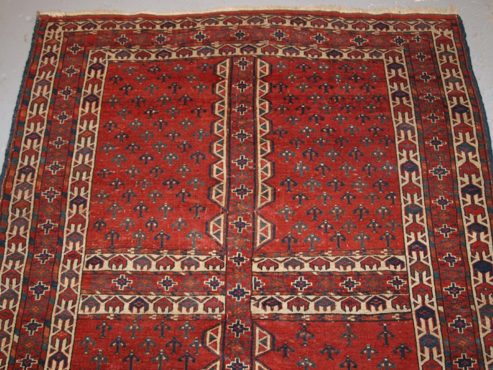 ANTIQUE YOMUT TURKMEN ENSI YURT DOOR HANGING, DOUBLE TREE ELEM, SUPERB, 2ND HALF 19TH CENTURY. View VII