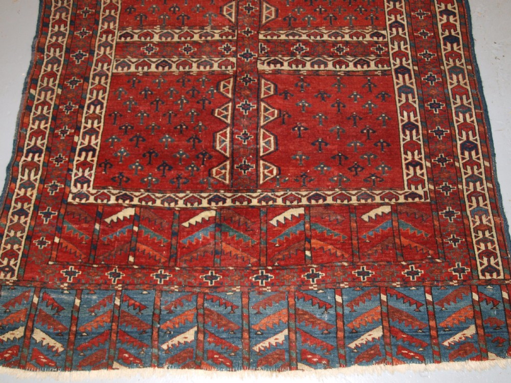ANTIQUE YOMUT TURKMEN ENSI YURT DOOR HANGING, DOUBLE TREE ELEM, SUPERB, 2ND HALF 19TH CENTURY. View VIII