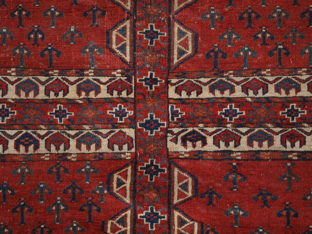 ANTIQUE YOMUT TURKMEN ENSI YURT DOOR HANGING, DOUBLE TREE ELEM, SUPERB, 2ND HALF 19TH CENTURY. View IX