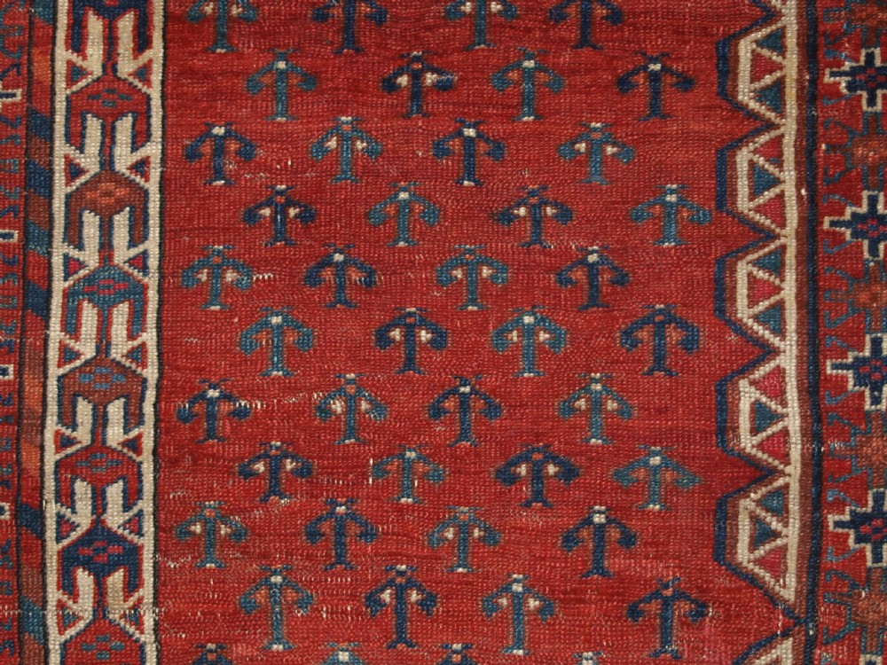 ANTIQUE YOMUT TURKMEN ENSI YURT DOOR HANGING, DOUBLE TREE ELEM, SUPERB, 2ND HALF 19TH CENTURY. View XI