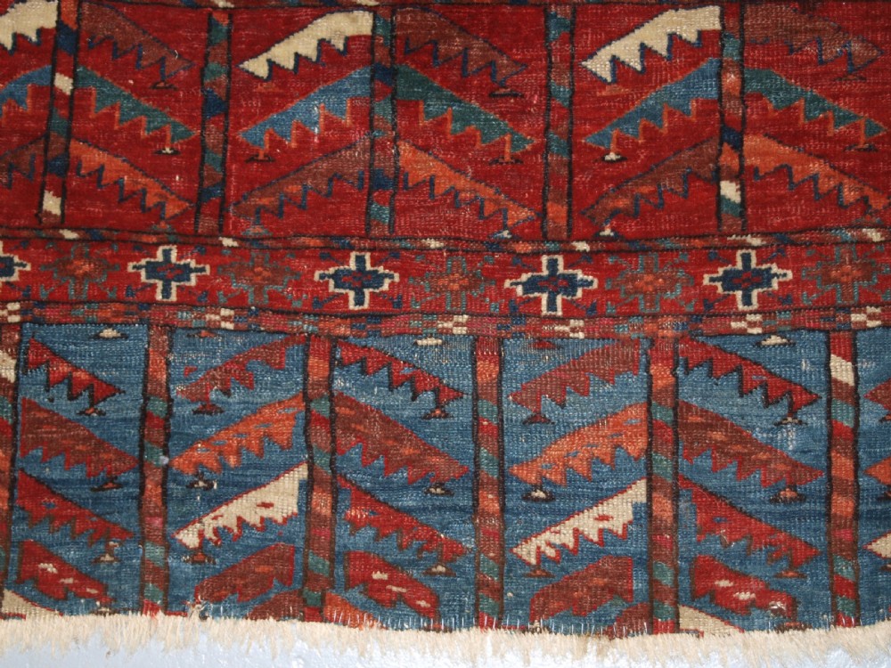 ANTIQUE YOMUT TURKMEN ENSI YURT DOOR HANGING, DOUBLE TREE ELEM, SUPERB, 2ND HALF 19TH CENTURY. View XII