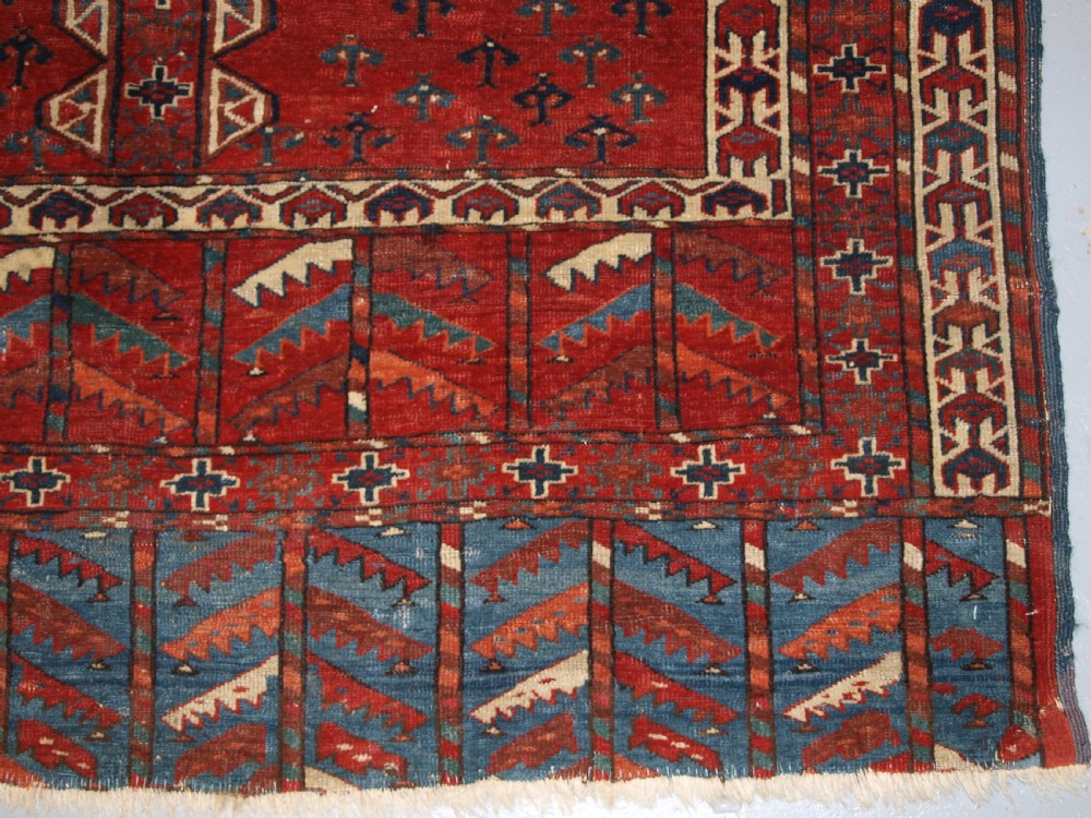 ANTIQUE YOMUT TURKMEN ENSI YURT DOOR HANGING, DOUBLE TREE ELEM, SUPERB, 2ND HALF 19TH CENTURY. View XIII