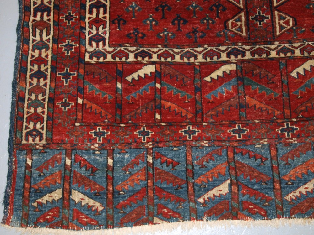 ANTIQUE YOMUT TURKMEN ENSI YURT DOOR HANGING, DOUBLE TREE ELEM, SUPERB, 2ND HALF 19TH CENTURY. View XIV