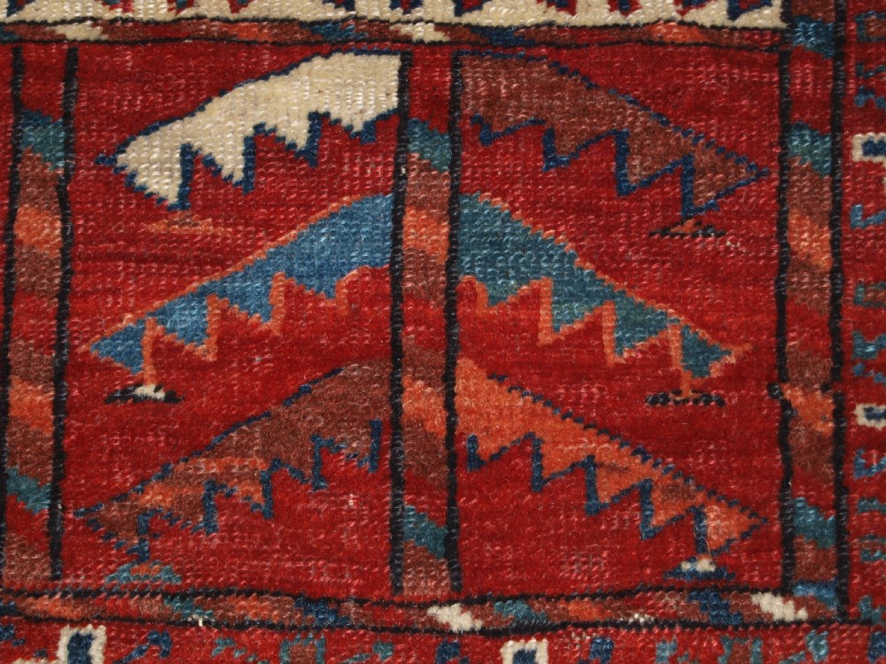ANTIQUE YOMUT TURKMEN ENSI YURT DOOR HANGING, DOUBLE TREE ELEM, SUPERB, 2ND HALF 19TH CENTURY. View XV