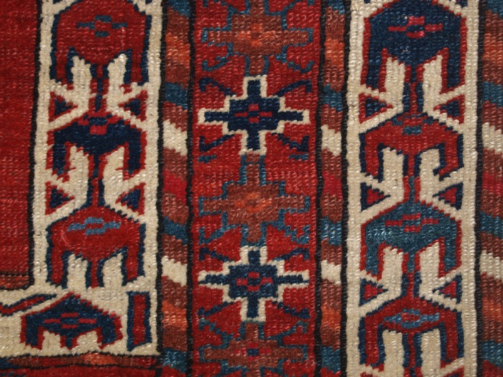 ANTIQUE YOMUT TURKMEN ENSI YURT DOOR HANGING, DOUBLE TREE ELEM, SUPERB, 2ND HALF 19TH CENTURY. View XVII