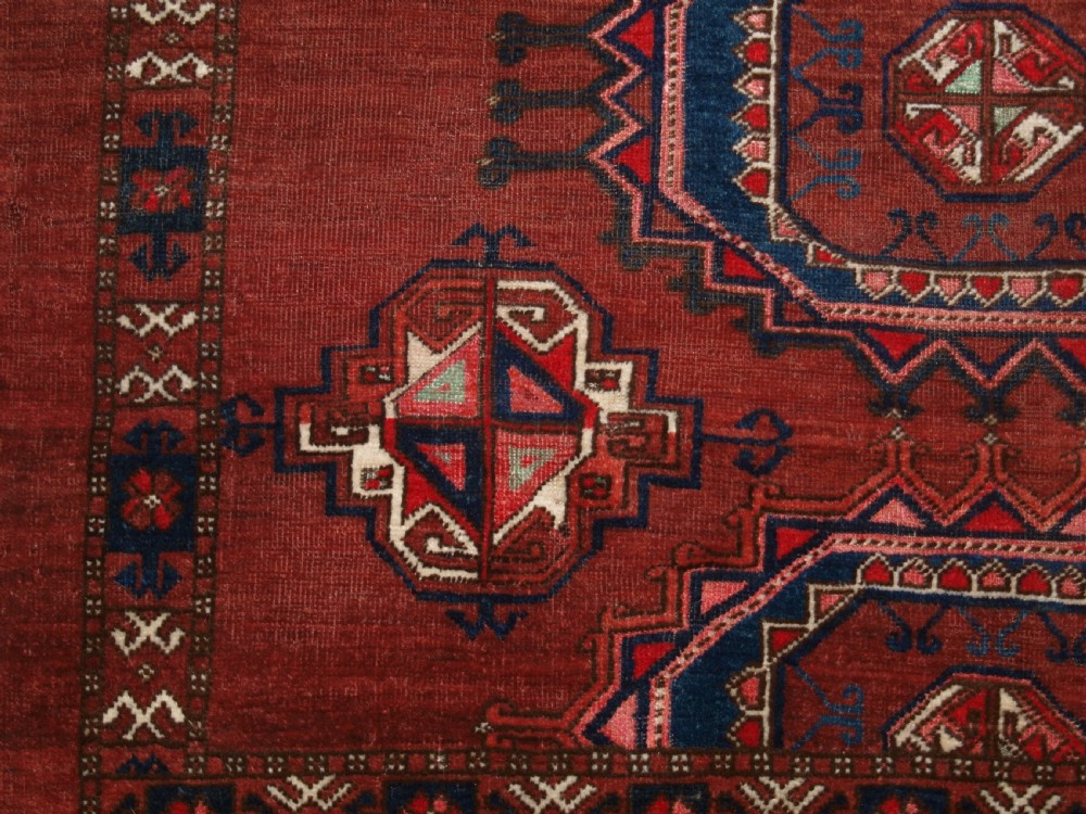 ANTIQUE ERSARI TURKMEN CHUVAL OF LARGE SIZE, UNUSUAL DESIGN WITH SILK HIGH LIGHTS, LATE 19TH CENTURY. (1 of pair). View VII