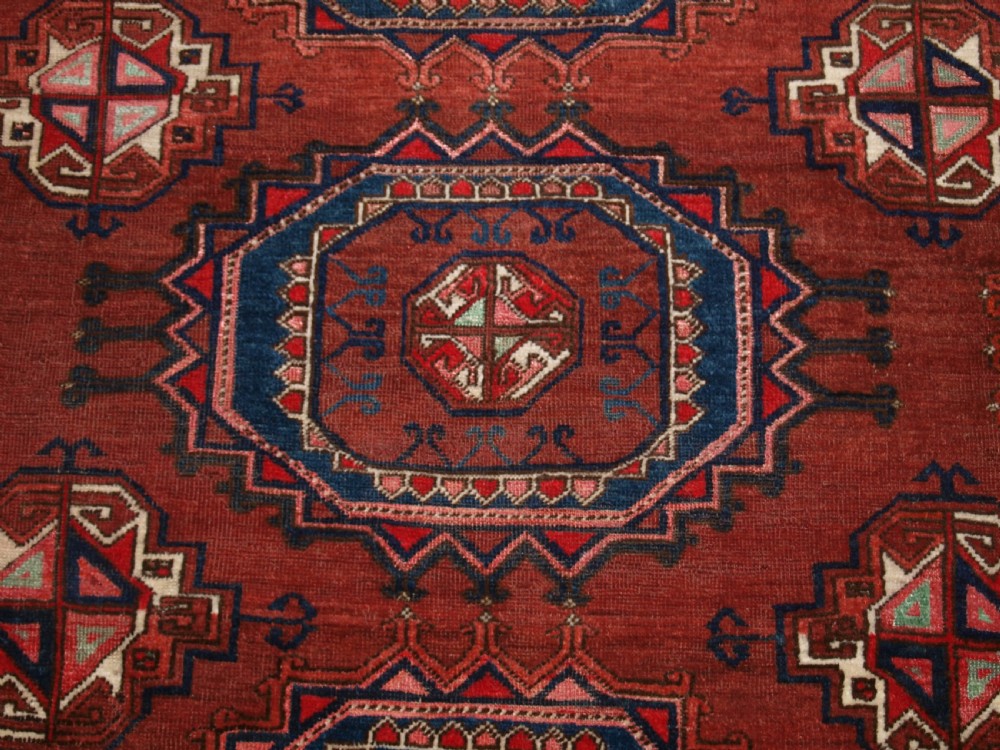 ANTIQUE ERSARI TURKMEN CHUVAL OF LARGE SIZE, UNUSUAL DESIGN WITH SILK HIGH LIGHTS, LATE 19TH CENTURY. (1 of pair). View VIII