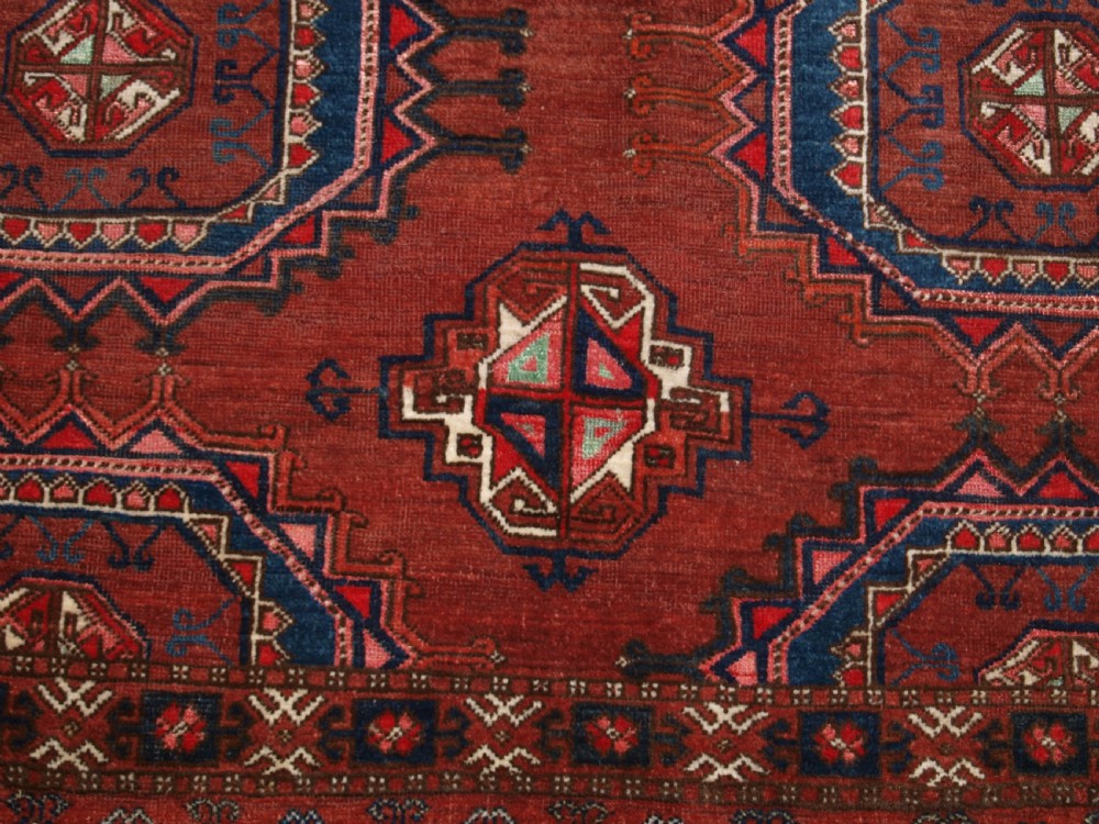 ANTIQUE ERSARI TURKMEN CHUVAL OF LARGE SIZE, UNUSUAL DESIGN WITH SILK HIGH LIGHTS, LATE 19TH CENTURY. (1 of pair). View IX