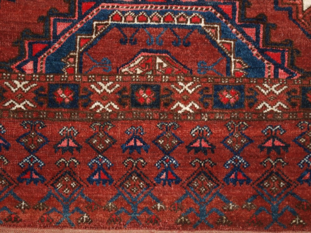 ANTIQUE ERSARI TURKMEN CHUVAL OF LARGE SIZE, UNUSUAL DESIGN WITH SILK HIGH LIGHTS, LATE 19TH CENTURY. (1 of pair). View XI
