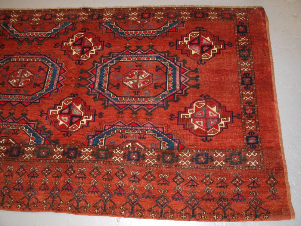 ANTIQUE ERSARI TURKMEN CHUVAL OF LARGE SIZE, UNUSUAL DESIGN WITH SILK HIGH LIGHTS, LATE 19TH CENTURY. (2 of pair). View IV