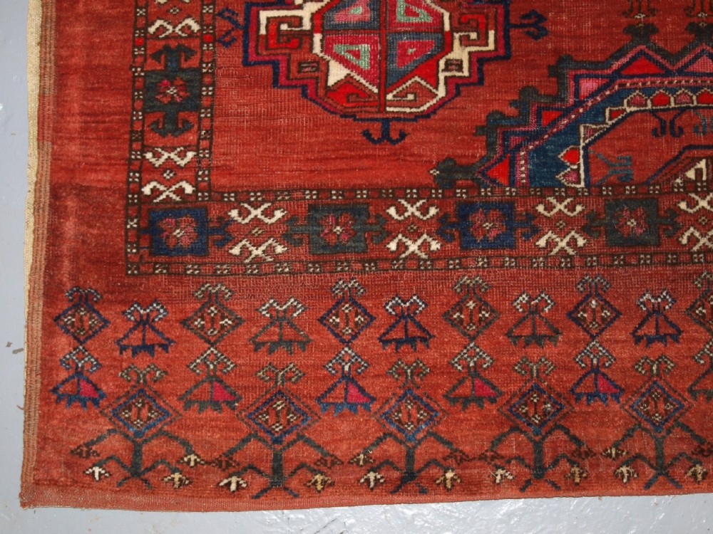 ANTIQUE ERSARI TURKMEN CHUVAL OF LARGE SIZE, UNUSUAL DESIGN WITH SILK HIGH LIGHTS, LATE 19TH CENTURY. (2 of pair). View VI