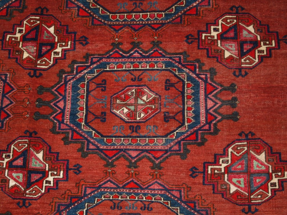 ANTIQUE ERSARI TURKMEN CHUVAL OF LARGE SIZE, UNUSUAL DESIGN WITH SILK HIGH LIGHTS, LATE 19TH CENTURY. (2 of pair). View VIII