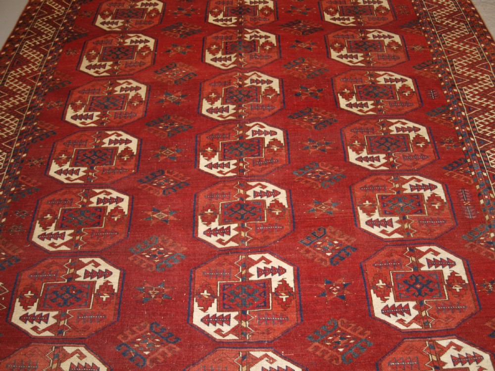 ANTIQUE ERSARI KIZIL AYAK TURKMEN MAIN CARPET, SUPERB COLOUR AND CONDITION, LATE 19TH CENTURY. View III