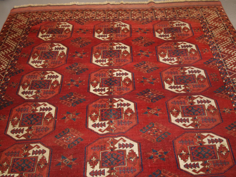 ANTIQUE ERSARI KIZIL AYAK TURKMEN MAIN CARPET, SUPERB COLOUR AND CONDITION, LATE 19TH CENTURY. View IV