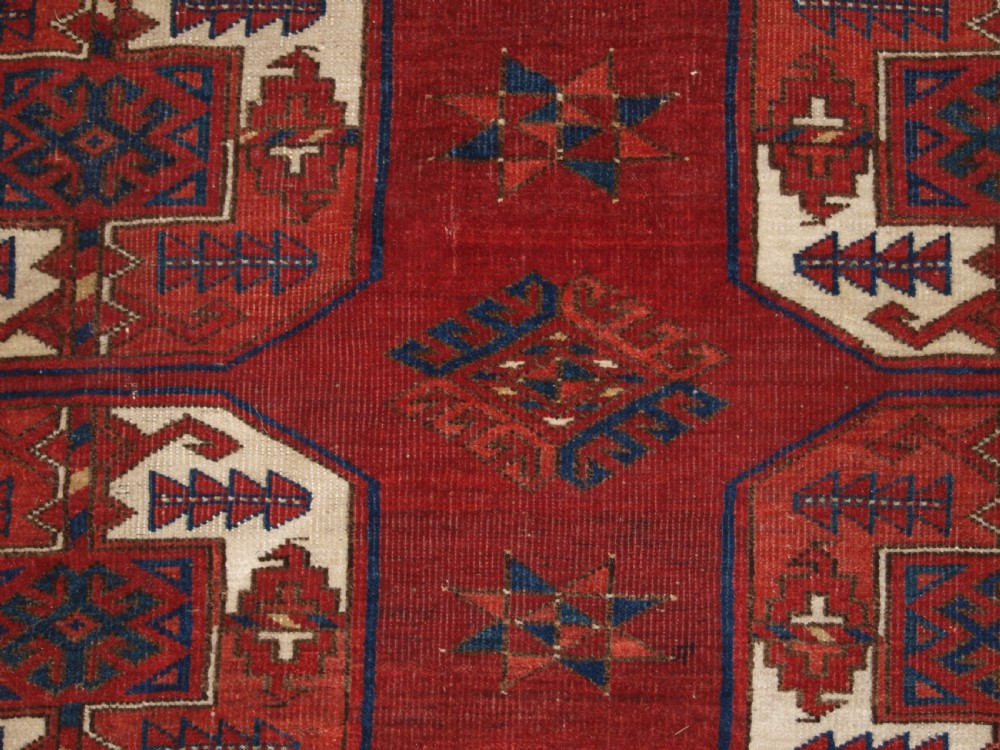 ANTIQUE ERSARI KIZIL AYAK TURKMEN MAIN CARPET, SUPERB COLOUR AND CONDITION, LATE 19TH CENTURY. View XII