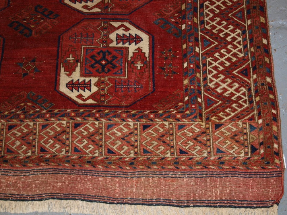 ANTIQUE ERSARI KIZIL AYAK TURKMEN MAIN CARPET, SUPERB COLOUR AND CONDITION, LATE 19TH CENTURY. View XV