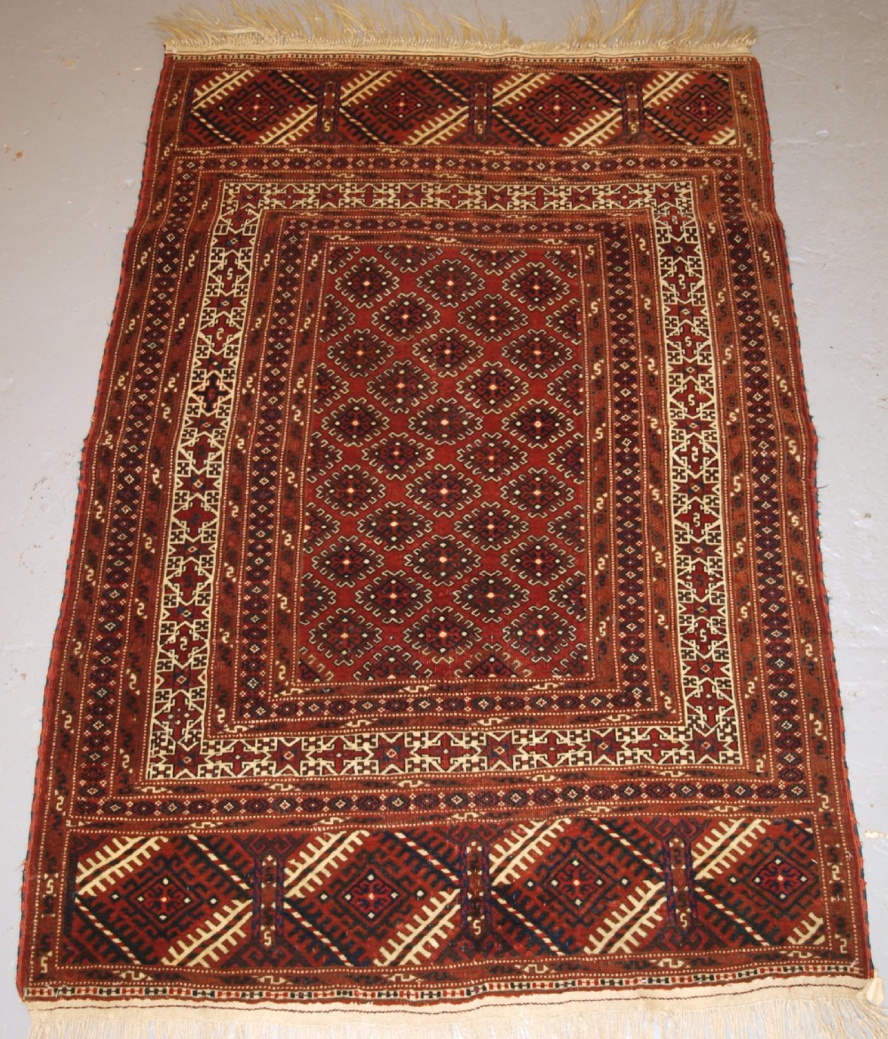 ANTIQUE YOMUT TURKMEN RUG, STAR BORDER, SUPERB CONDITION, CIRCA 1900/20.