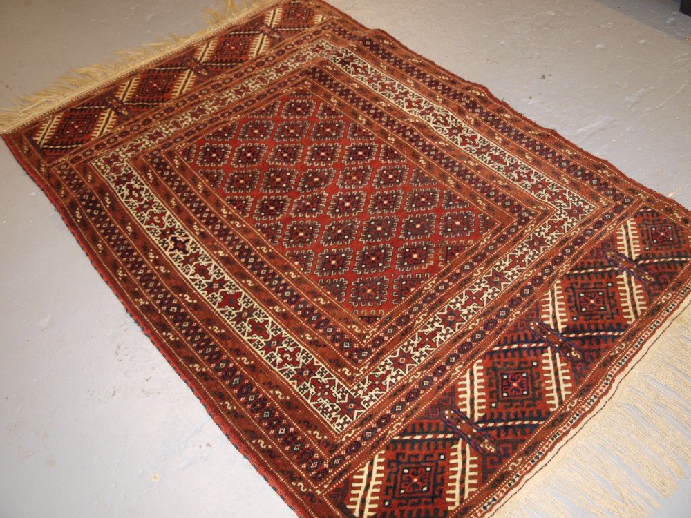 ANTIQUE YOMUT TURKMEN RUG, STAR BORDER, SUPERB CONDITION, CIRCA 1900/20. View II