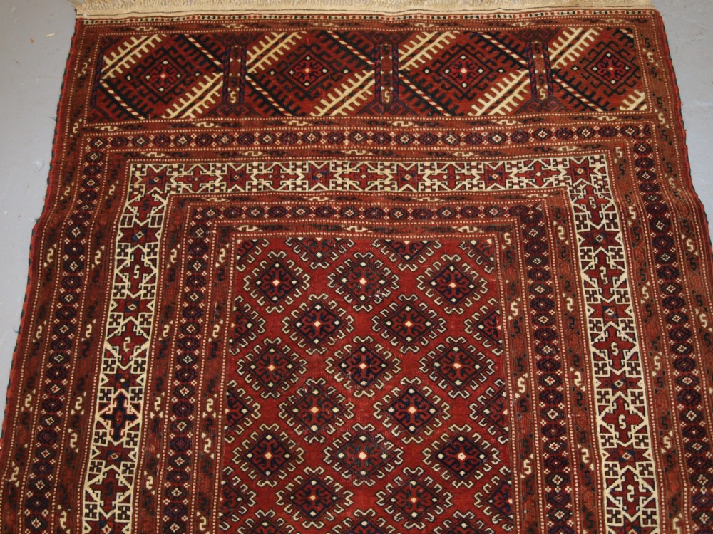 ANTIQUE YOMUT TURKMEN RUG, STAR BORDER, SUPERB CONDITION, CIRCA 1900/20. View III