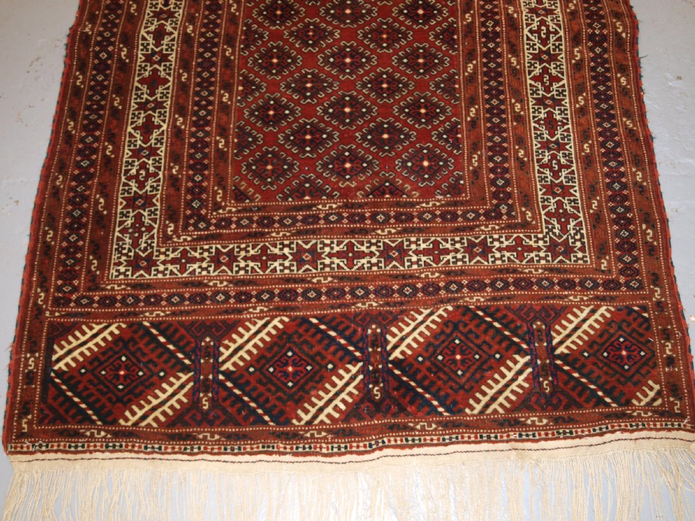 ANTIQUE YOMUT TURKMEN RUG, STAR BORDER, SUPERB CONDITION, CIRCA 1900/20. View IV