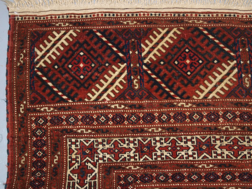 ANTIQUE YOMUT TURKMEN RUG, STAR BORDER, SUPERB CONDITION, CIRCA 1900/20. View V